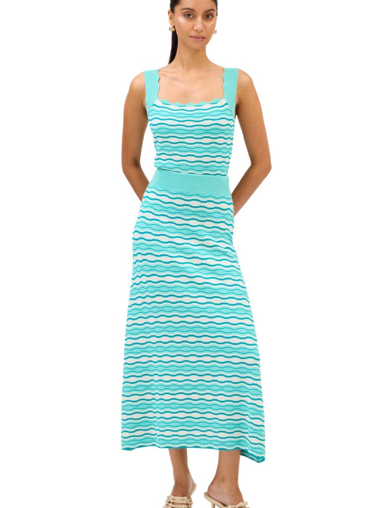 Allison New York Wavy Knit Skirt Aqua Multi Nwt